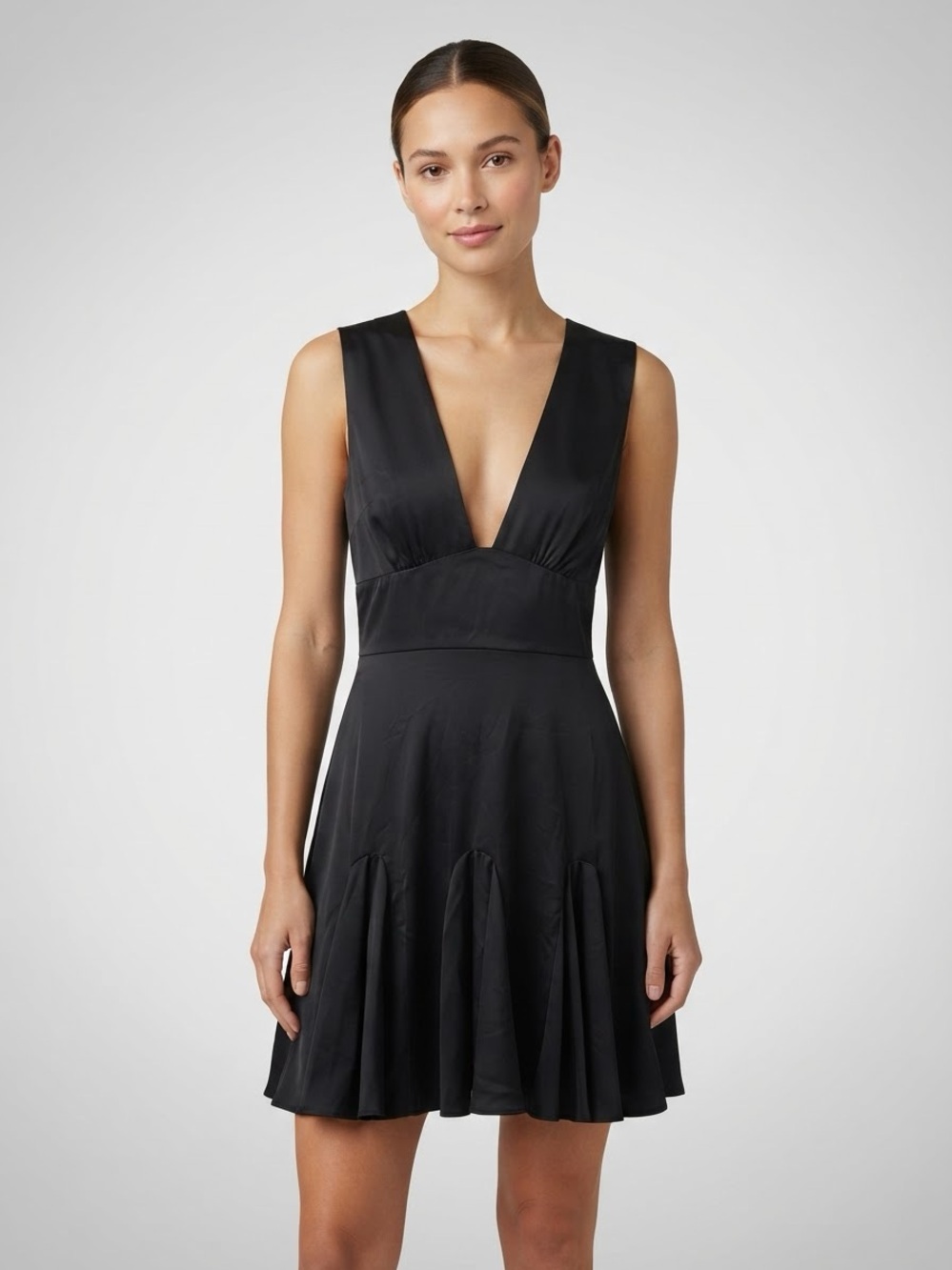 Abercrombie & Fitch Black Deep V Mini Dress Size ST